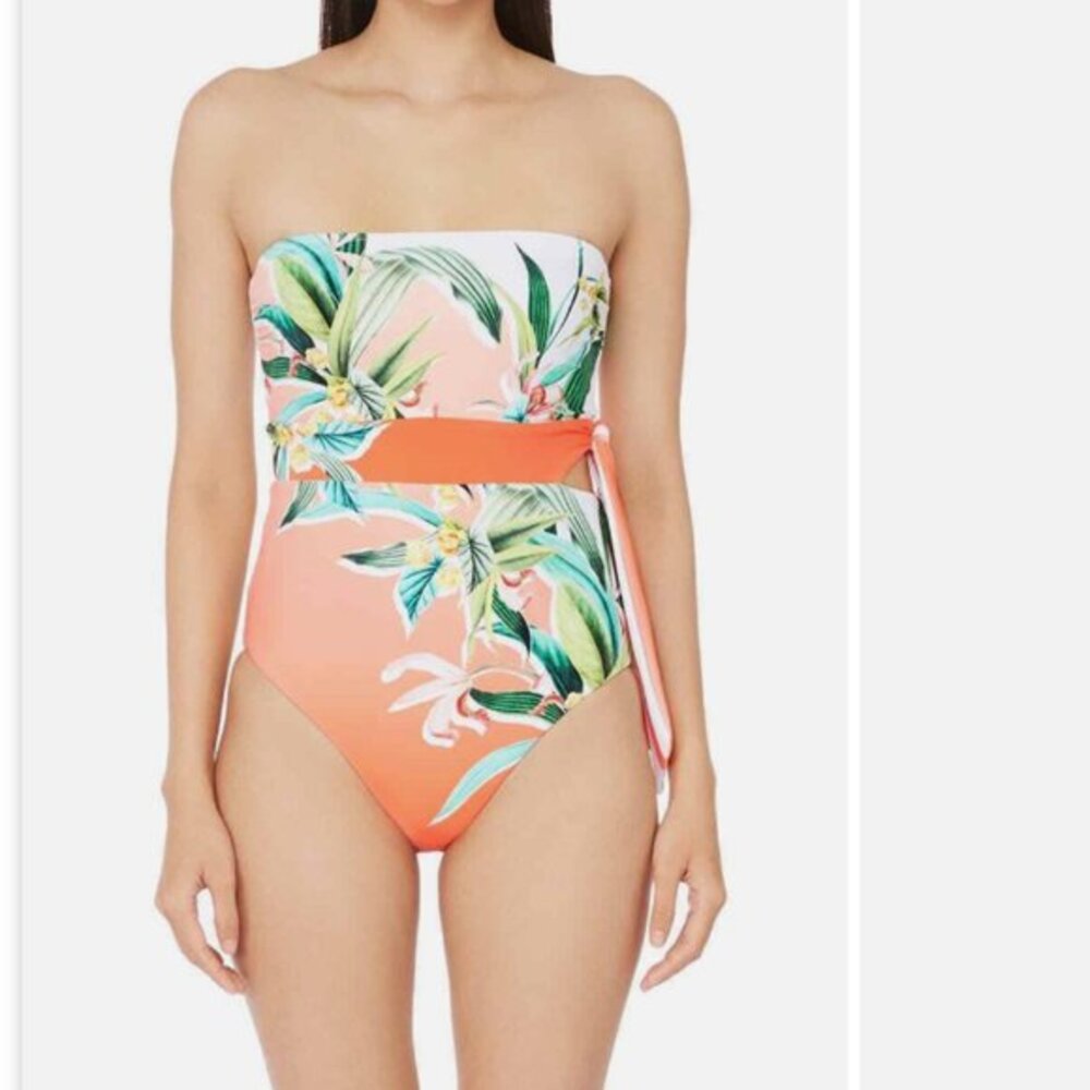 Trina Turk Orange Floral One Piece Swimsuit